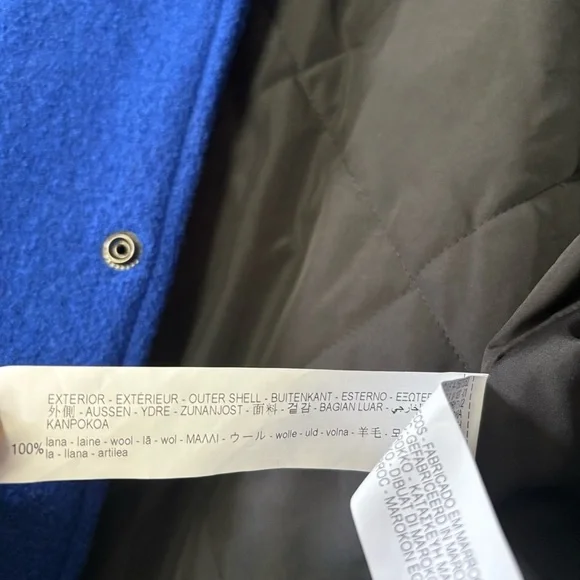 Zara Mens Wool Varsity Blue Bomber Jacket size Large - Picture 6 of 10